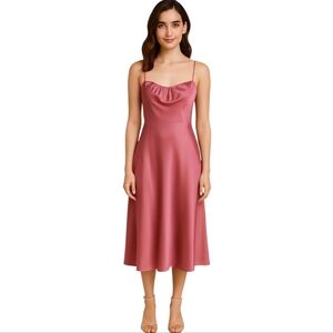 WToo Strappy Barbiecore Lined Midi Dress Size 16 EUC Wedding Guest